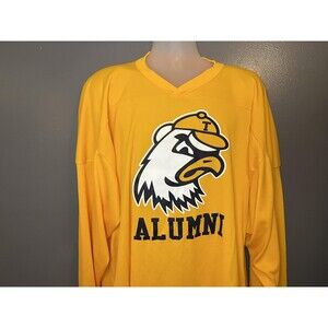 Trinity College Alumni Eagle Hockey Jersey Mens XL Adult Yellow Mesh Long Sleeve